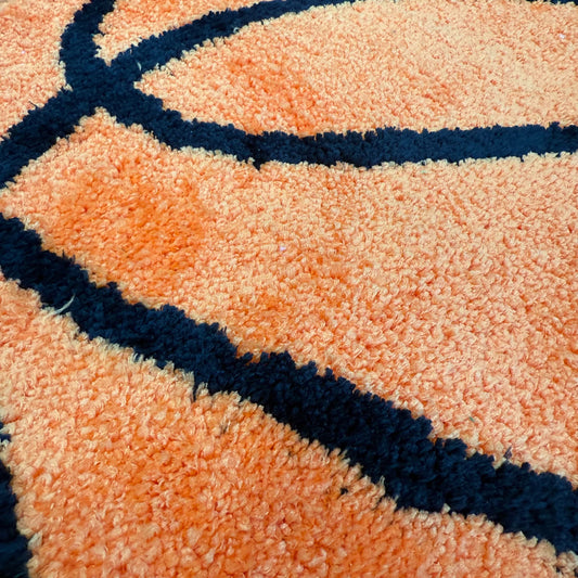 Basketball Shaped Tufted Rug | Sports Themed Round Mat | Boys Room Decor - Fucolina