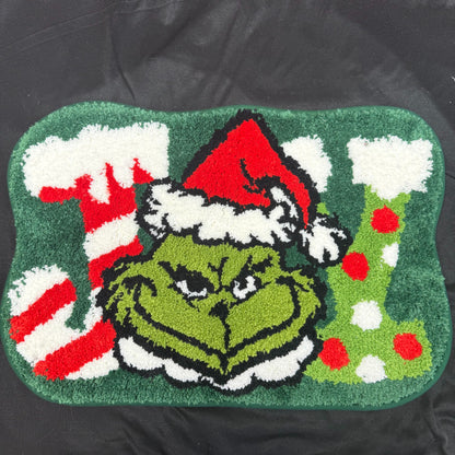 Christmas Grinch Tufted Rug | Holiday Themed Decor Mat | Cartoon Accent Rug - Fucolina