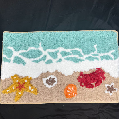 Beach & Ocean Tufted Rug | Starfish Crab Pattern Mat | Bathroom Non-slip Rug - Fucolina