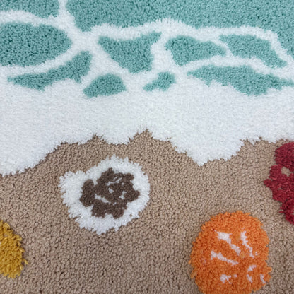 Beach & Ocean Tufted Rug | Starfish Crab Pattern Mat | Bathroom Non-slip Rug - Fucolina