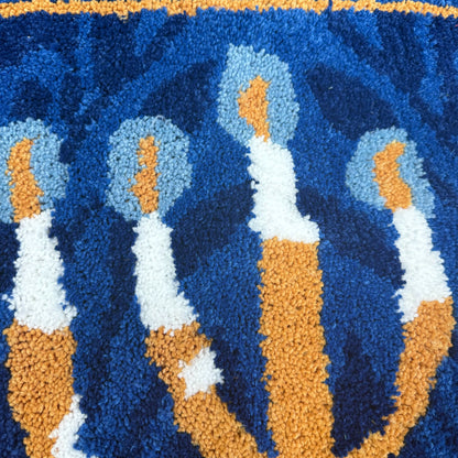 Menorah Tufted Rug | Hanukkah Themed Decor Mat | Festival Accent Rug - Fucolina
