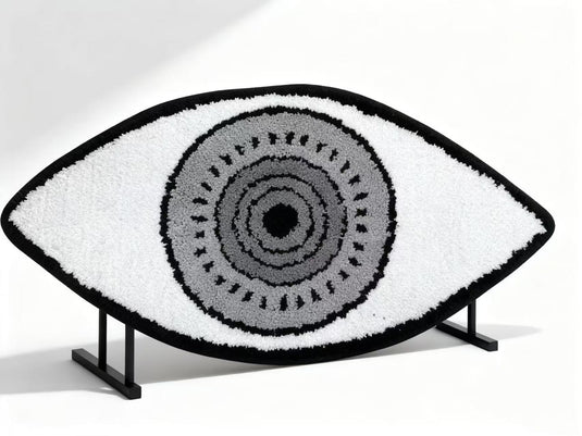 Black and White Eye - Shaped Flocked Carpet (Modern Art - Style Living Room & Bedroom Personalized Plush Mat)
