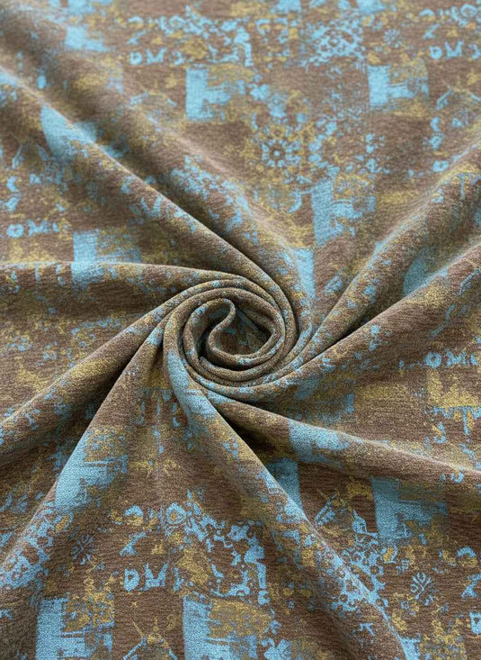 Retro Distressed Geometric Patchwork Chenille Jacquard Fabric