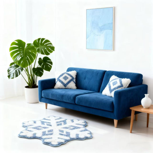 Snowflake Shaped Tufted Rug | Winter & Holiday Accent Floor Mat - Fucolina
