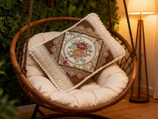 Vintage Court Floral Jacquard Throw Pillow(Pillow insert not included)