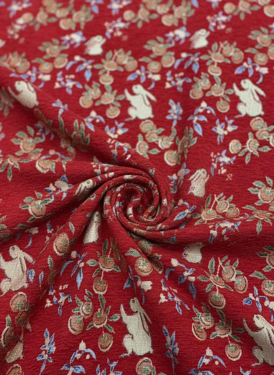 Cute Rabbit Blessing Chenille Jacquard Fabric