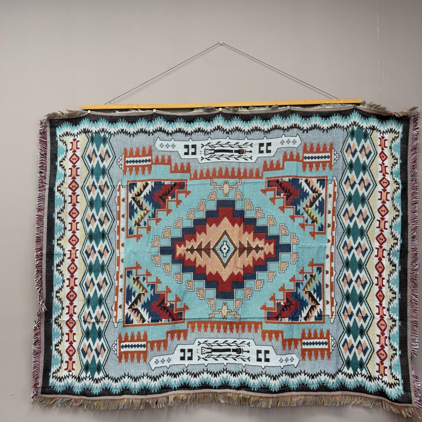 Vibrant Southwestern Aztec Woven Tapestry | Geometric Tribal Boho Blanket - Fucolina