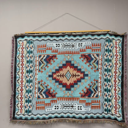 Vibrant Southwestern Aztec Woven Tapestry | Geometric Tribal Boho Blanket - Fucolina