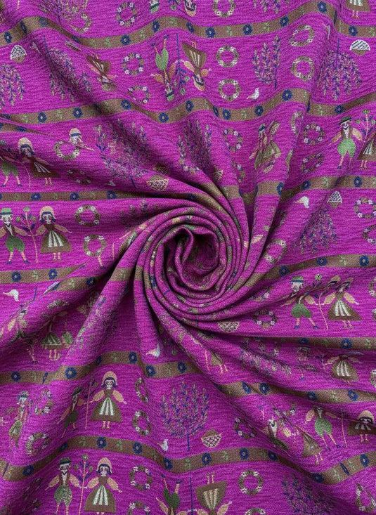 European folk-style figure chenille jacquard fabric, multi-colored childlike soft furnishings and clothing universal fabric