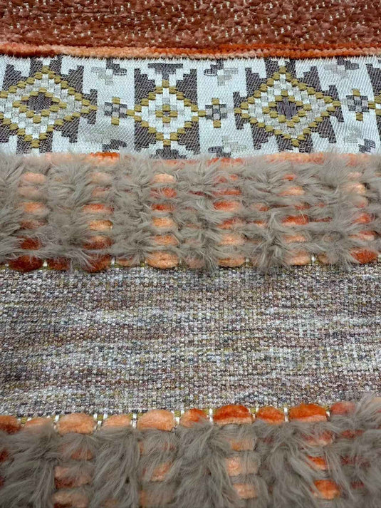 Ethnic - style Geometric - patterned Tassel Jacquard Throw Pillow (Warm Brown Retro Color) - Fucolina