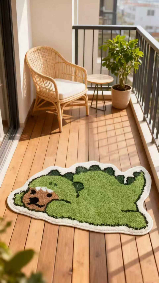 Cute Dinosaur-costumed Bear Flocked Carpet