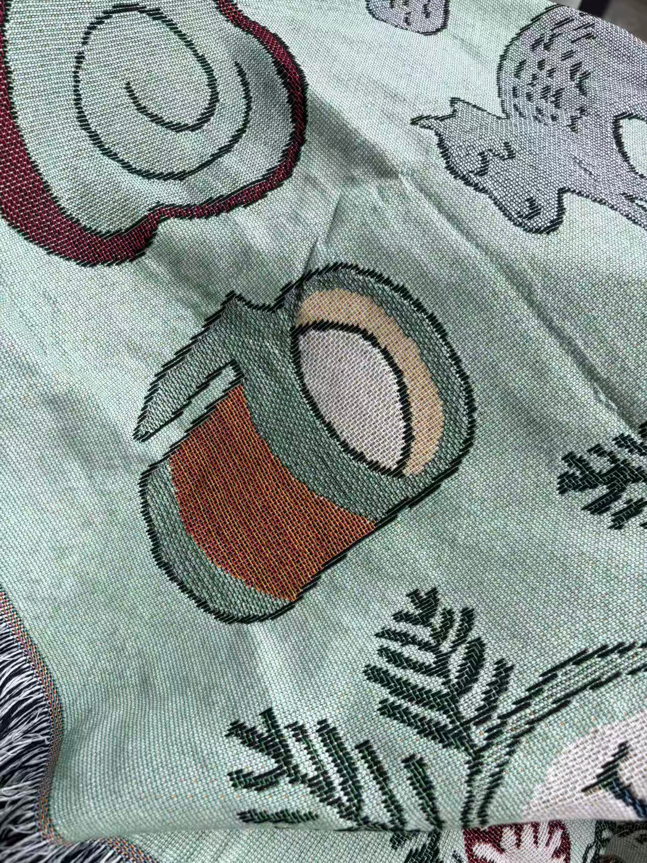 Camping Themed Woven Tapestry Blanket - Fucolina