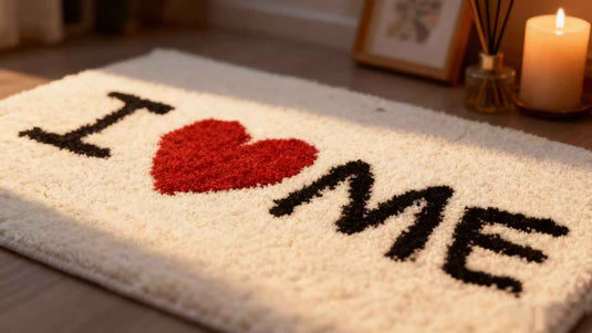 Letter and Heart Flocked Carpet