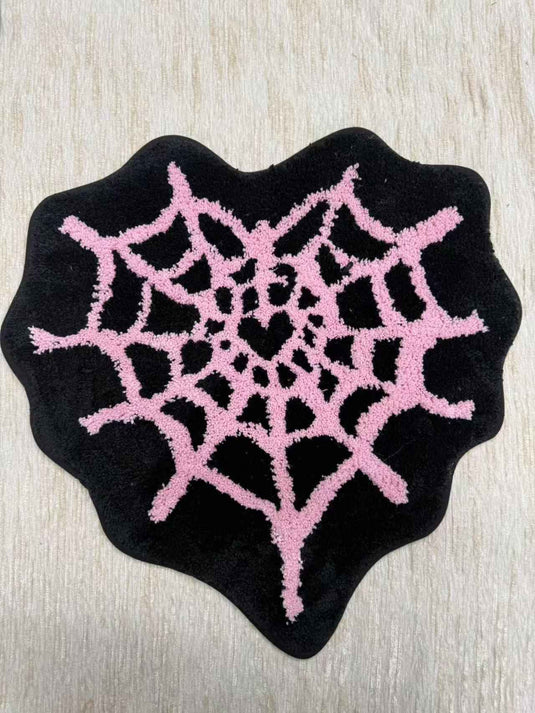 Dark Sweet and Cool Spider Web - shaped Flocking Carpet
