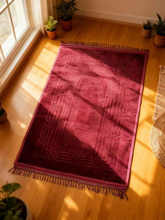 Burgundy Geometric Arch Prayer Rug - Fucolina