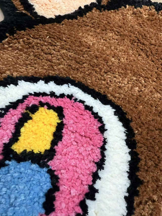 Trendy Art Big-eye Bear Flocked Carpet