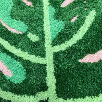 Monstera Leaf Tufted Rug | Botanical Plant Accent Mat for Bohemian Decor - Fucolina