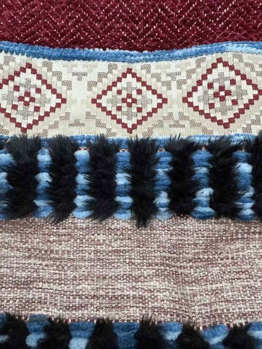 Ethnic - style Geometric - patterned Tassel Jacquard Throw Pillow (Red - Brown Contrast Color) - Fucolina