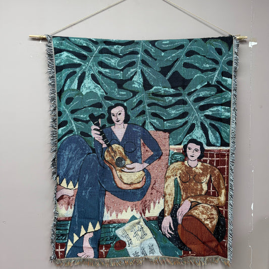 "The Musicians" Abstract Art Woven Tapestry | Matisse Inspired Botanical Decor - Fucolina