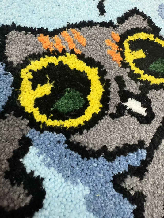 Grey Cute Cat-shaped Flocked Carpet