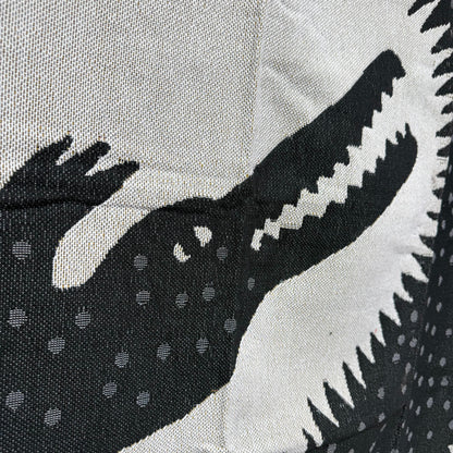 Spiral Alligator Woven Tapestry Blanket | Black & White Graphic Crocodile Art - Fucolina