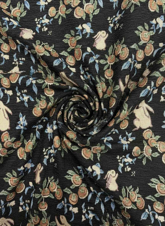 Cute Rabbit Blessing Chenille Jacquard Fabric