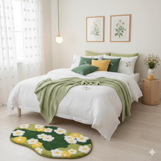 Daisy Flower Tufted Rug | Floral Shaped Accent Mat | Bathroom & Bedroom Decor - Fucolina