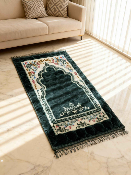 Dark Green Floral Arch Prayer Rug - Fucolina