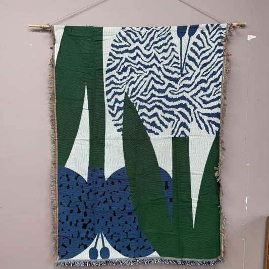 Abstract Botanical Woven Tapestry | Modern Art Plant Print Wall Hanging - Fucolina