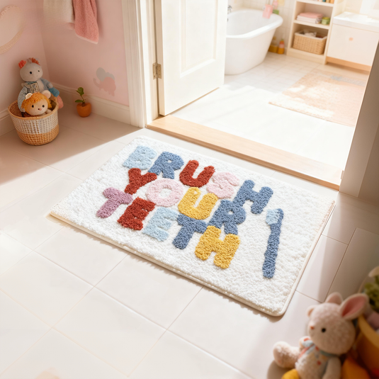 "Brush Your Teeth" Lettered Carpet - Fucolina