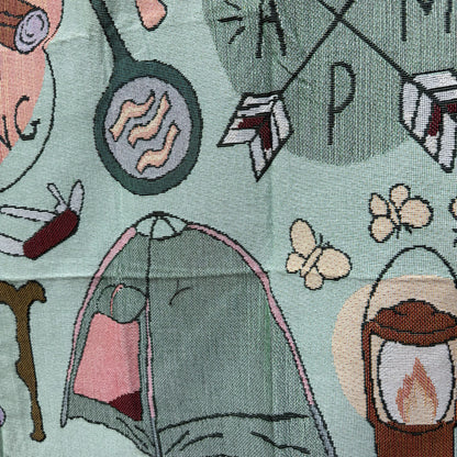 "I Love Camping" Woven Tapestry Blanket | Cute Outdoor Adventure Pattern Decor - Fucolina