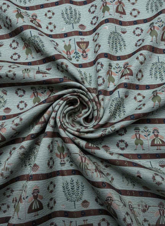 European folk-style figure chenille jacquard fabric, multi-colored childlike soft furnishings and clothing universal fabric