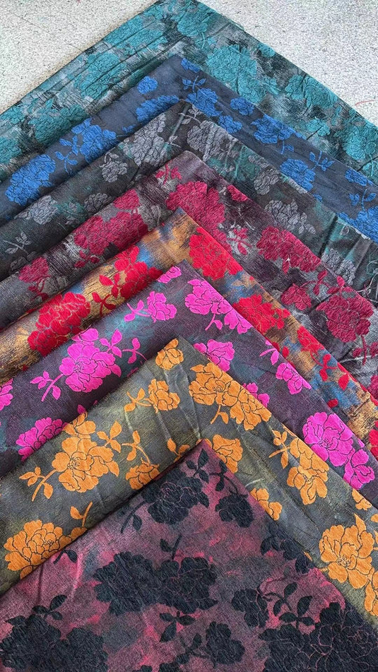 Vintage Floral Jacquard Multi - Color Decorative Fabric
