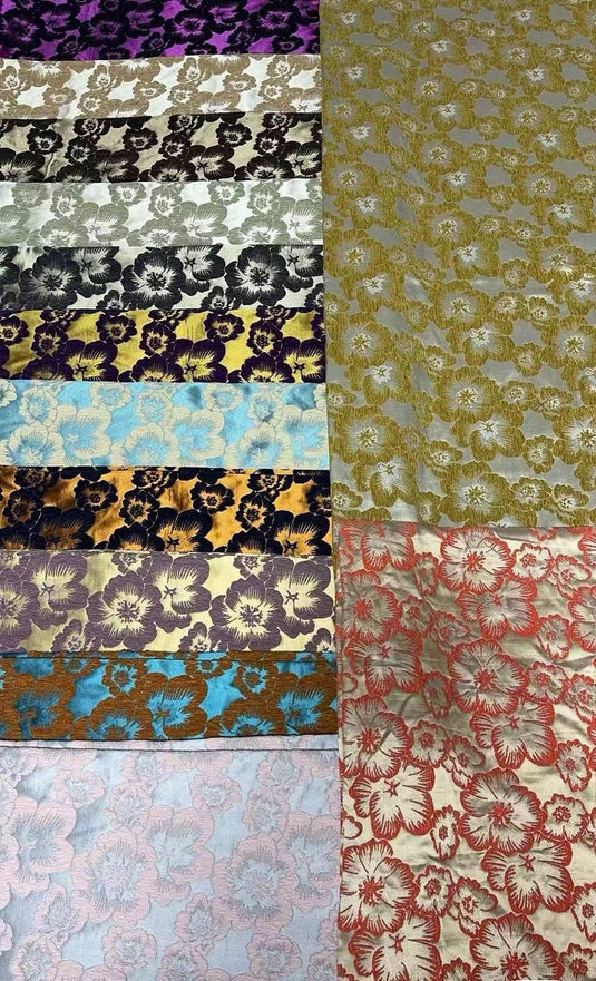 Vintage Large - Flower Jacquard Fabric Color Card (Multiple Colors Available)