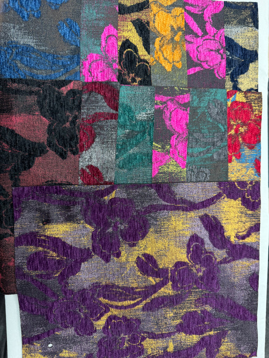 Vintage Floral Jacquard Multi - Color Decorative Fabric
