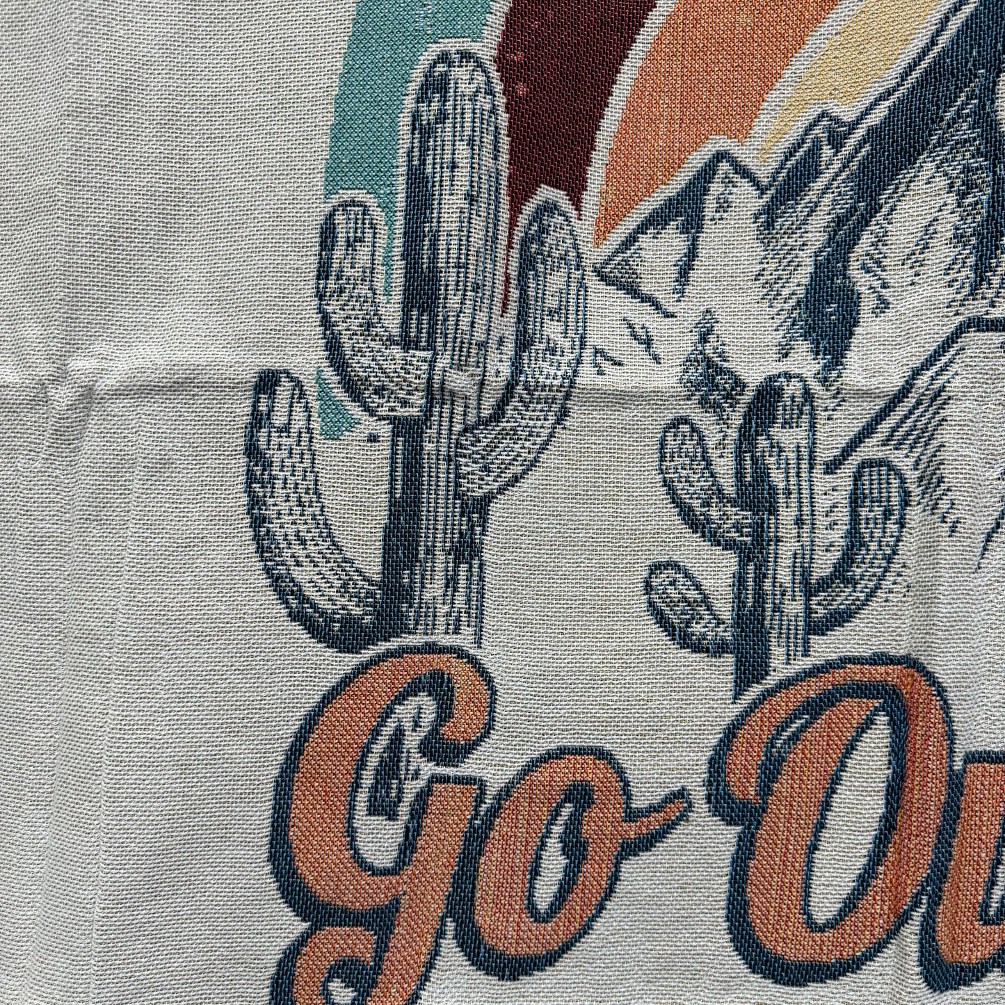 "Go Outside" Woven Tapestry Blanket | Wild & Free Mountain Desert Decor - Fucolina