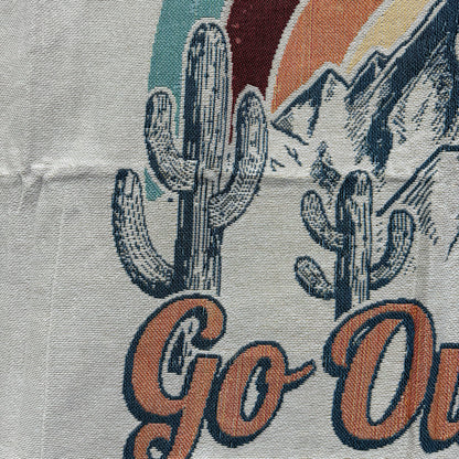 "Go Outside" Woven Tapestry Blanket | Wild & Free Mountain Desert Decor - Fucolina