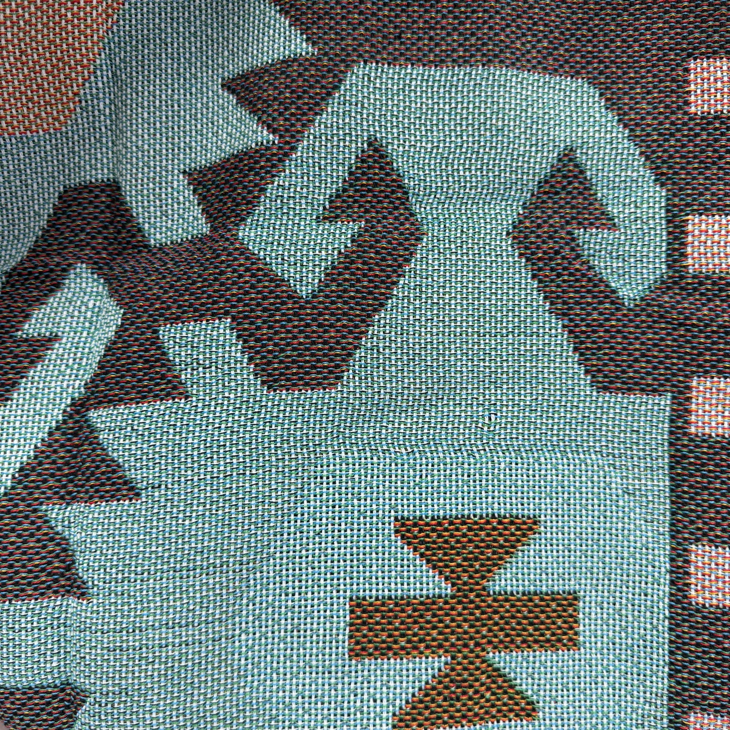 Kilim Style Geometric Patchwork Woven Blanket | Folk Art Farmhouse Tapestry - Fucolina