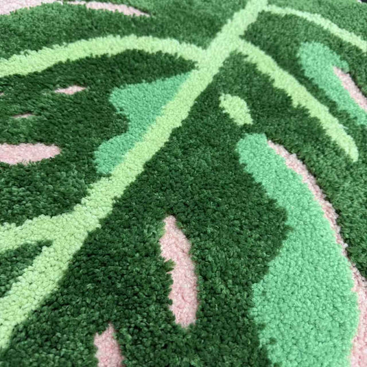 Monstera Leaf Tufted Rug | Botanical Plant Accent Mat for Bohemian Decor - Fucolina