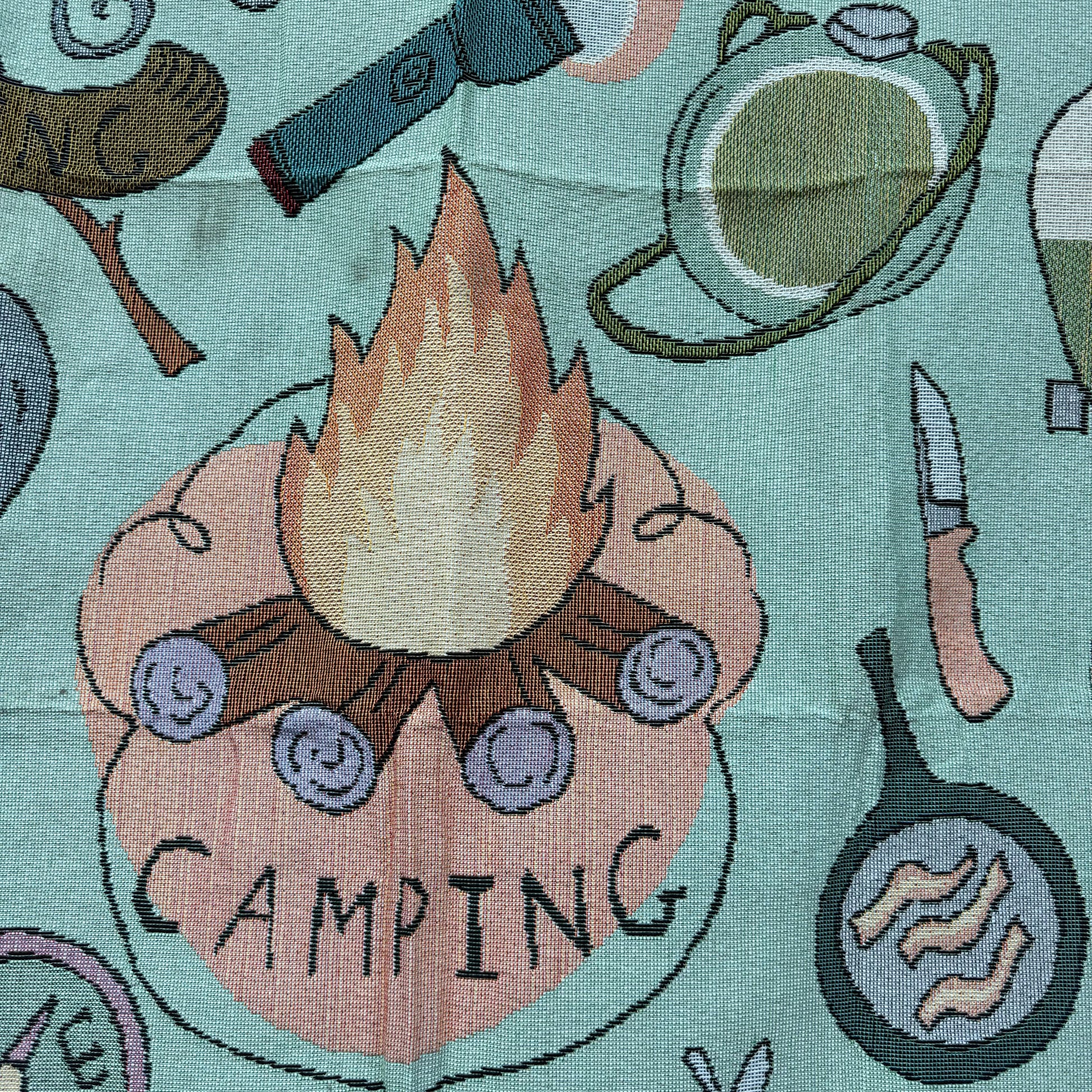 "I Love Camping" Woven Tapestry Blanket | Cute Outdoor Adventure Pattern Decor - Fucolina