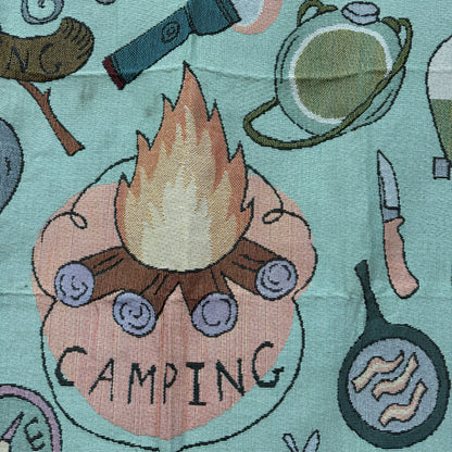 "I Love Camping" Woven Tapestry Blanket | Cute Outdoor Adventure Pattern Decor - Fucolina