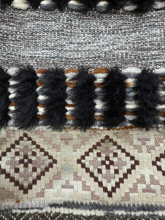 Ethnic - style Geometric - patterned Tassel Jacquard Throw Pillow (Gray - Black Color) - Fucolina