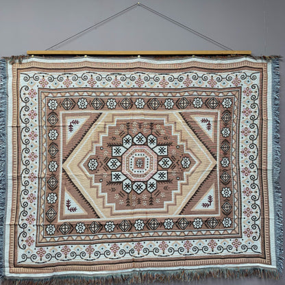 Bohemian Medallion Woven Tapestry Blanket | Persian Style Geometric Wall Decor - Fucolina