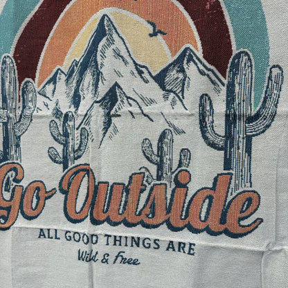 "Go Outside" Woven Tapestry Blanket | Wild & Free Mountain Desert Decor - Fucolina