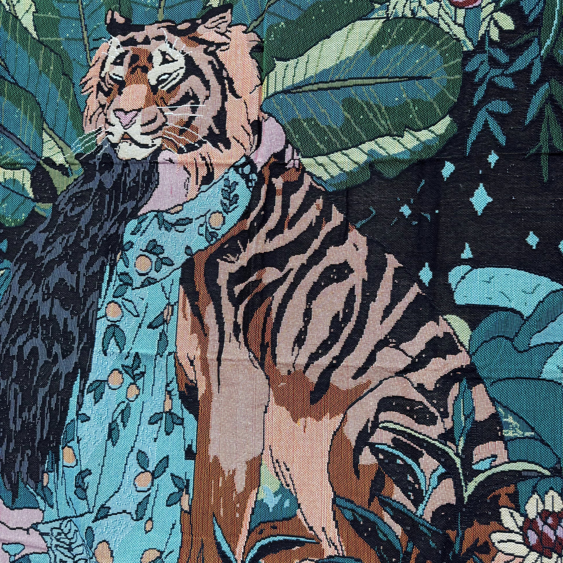 "Jungle Dream" Tiger and Woman Woven Tapestry | Bohemian Forest Wall Hanging - Fucolina