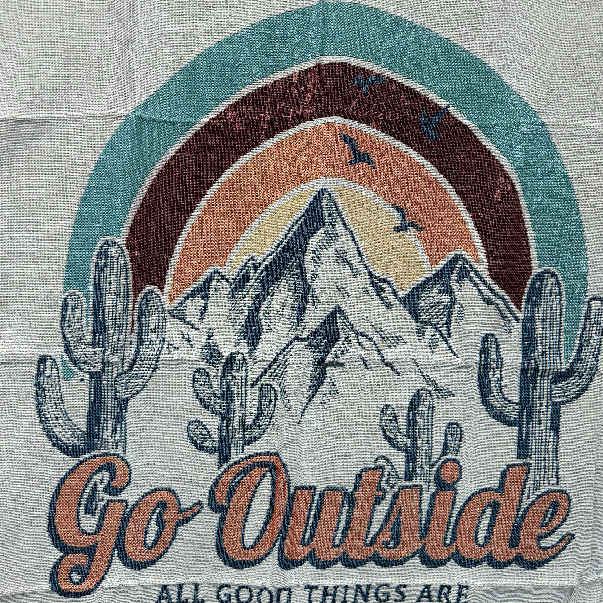 "Go Outside" Woven Tapestry Blanket | Wild & Free Mountain Desert Decor - Fucolina