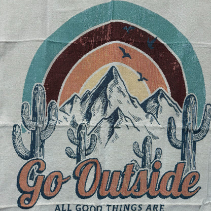 "Go Outside" Woven Tapestry Blanket | Wild & Free Mountain Desert Decor - Fucolina
