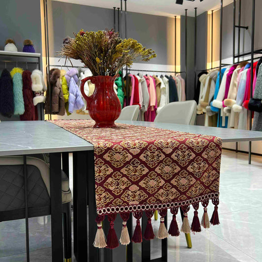 Oriental Pattern Table Runner (Imperial Red) - Fucolina