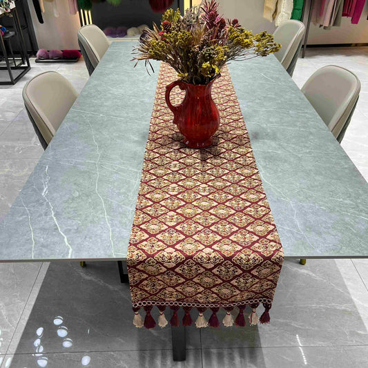 Oriental Pattern Table Runner (Imperial Red) - Fucolina