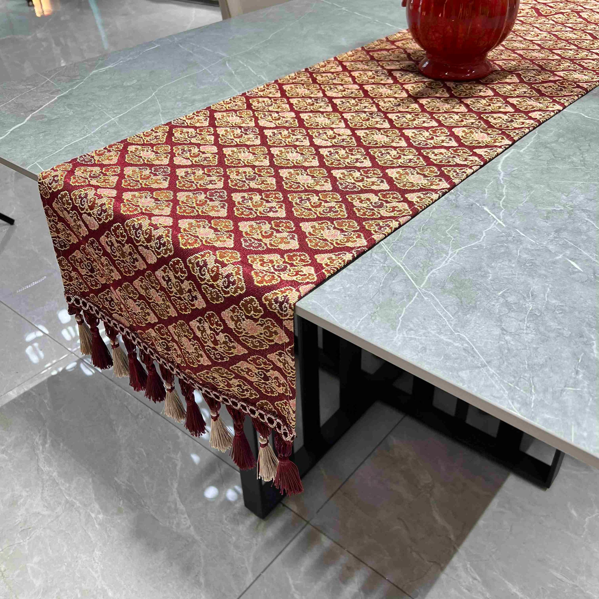 Oriental Pattern Table Runner (Imperial Red) - Fucolina